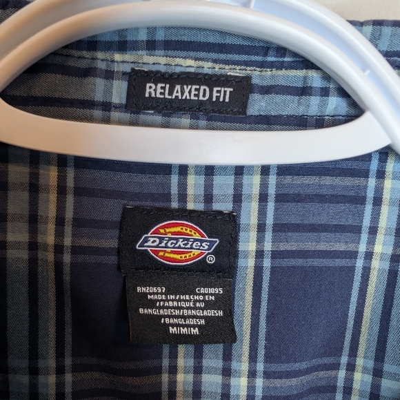 Dickies Men's Short Sleeve Flex Woven Blue Plaid Shirt Mens Medium - Picture 3 of 10